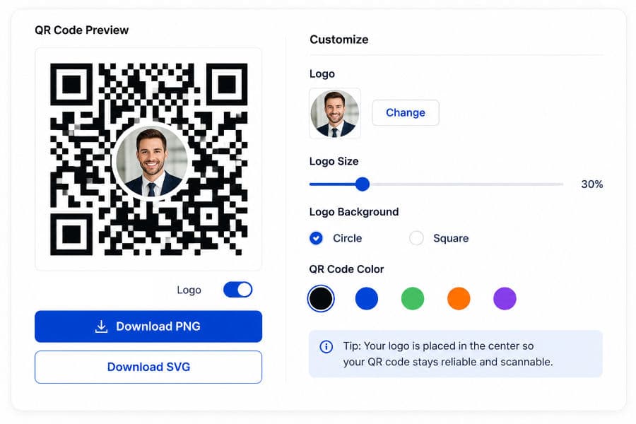 GoshLinks QR code customisation screen in WordPress.